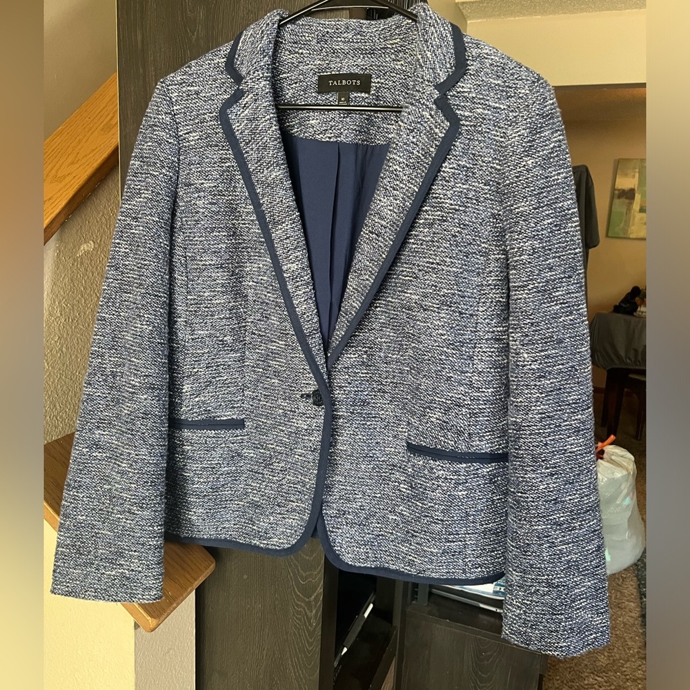 Talbots Blue Classic Tweed Blazer - Size 10
